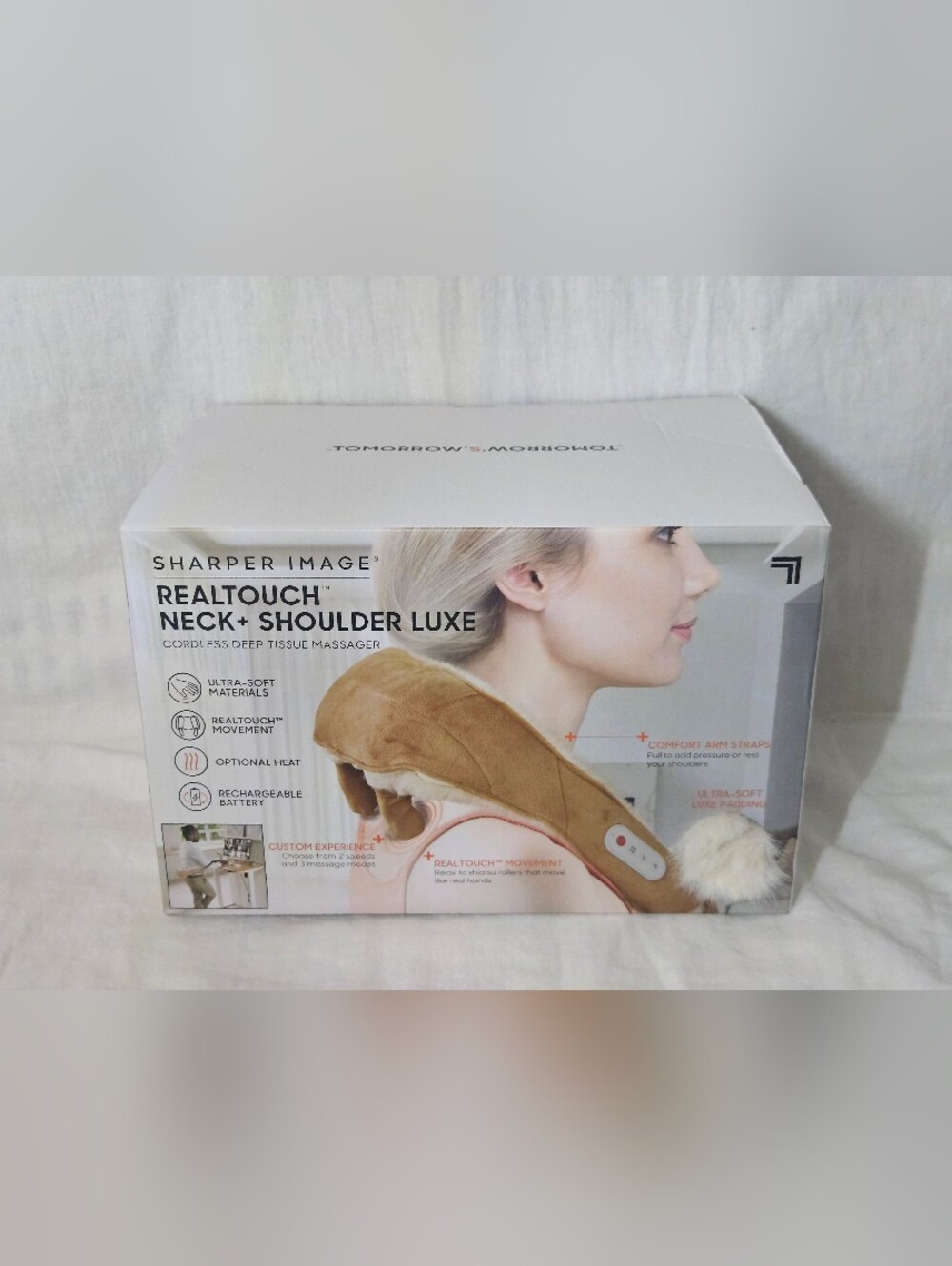 Sharper Image Realtouch Neck + Shoulder Luxe Massager - Tan